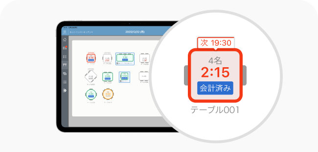 画面イメージ：レストランボードの席管理画面