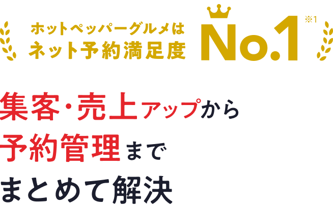 ホットペッパーグルメはネット予約満足度No.1 ※1  集客・売上アップから予約管理までまとめて解決