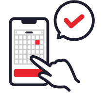 イラスト：スマートフォンでお店を予約しているイメージ
