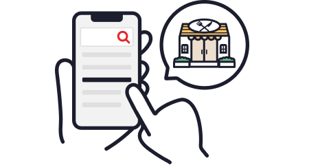 イラスト：スマートフォンでネット検索するイメージ