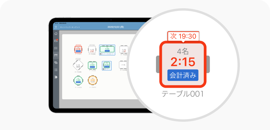 画面イメージ：レストランボードの席管理画面