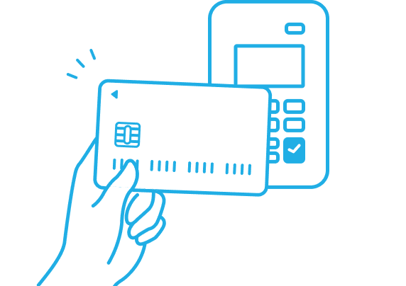 カードリーダーにカードをタッチするイラスト