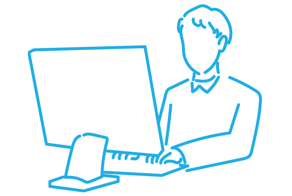 パソコンで申込入力するイラスト