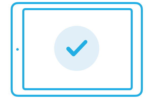 iPadにチェックマークが表示されているイラスト