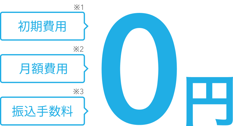 初期費用※1 月額費用※2 振込手数料※3 0円