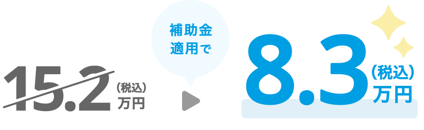 15.2万円が補助金適用で8.3万円