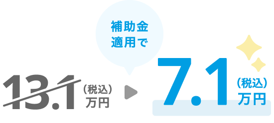 13.1万円が補助金適用で7.1万円