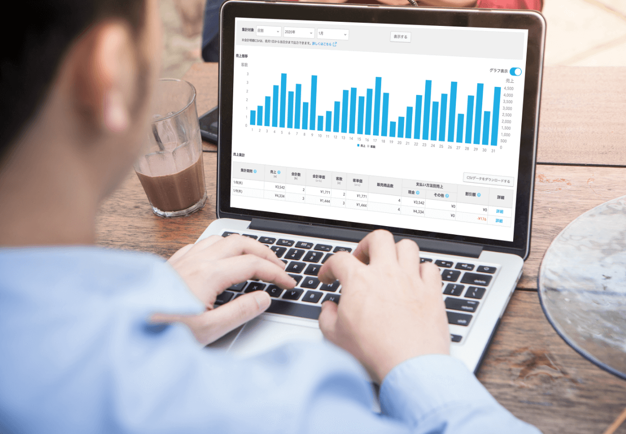 お店のデータを確認、分析。売上アップのヒントをつかめます。