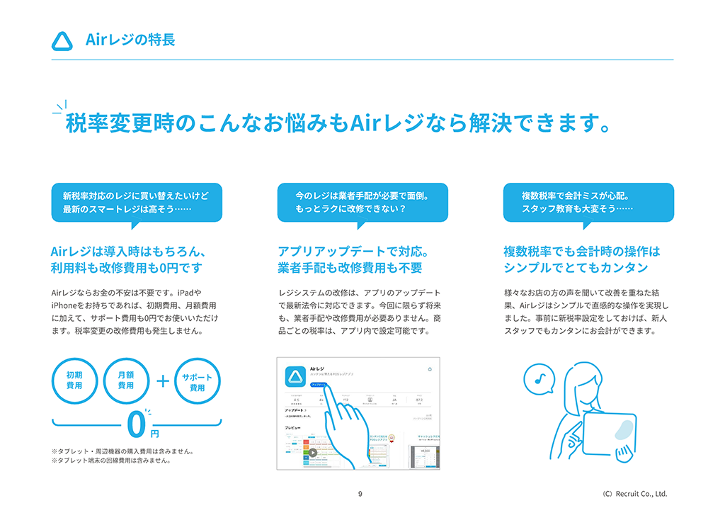 税率変更時のこんなお悩みもAirレジなら解決できます。