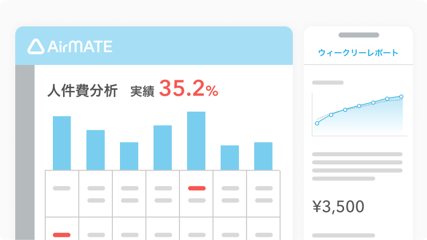 イメージ：Airメイトの週次・月次の振り返りレポート画面