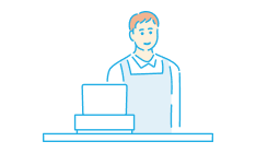 イラスト:レジ打ちをするスタッフ
