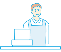 イラスト:レジ打ちをするスタッフ