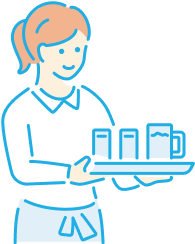 イラスト:飲み物を運ぶスタッフ
