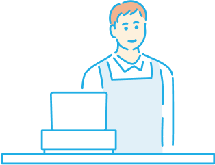 イラスト:レジ打ちをするスタッフ
