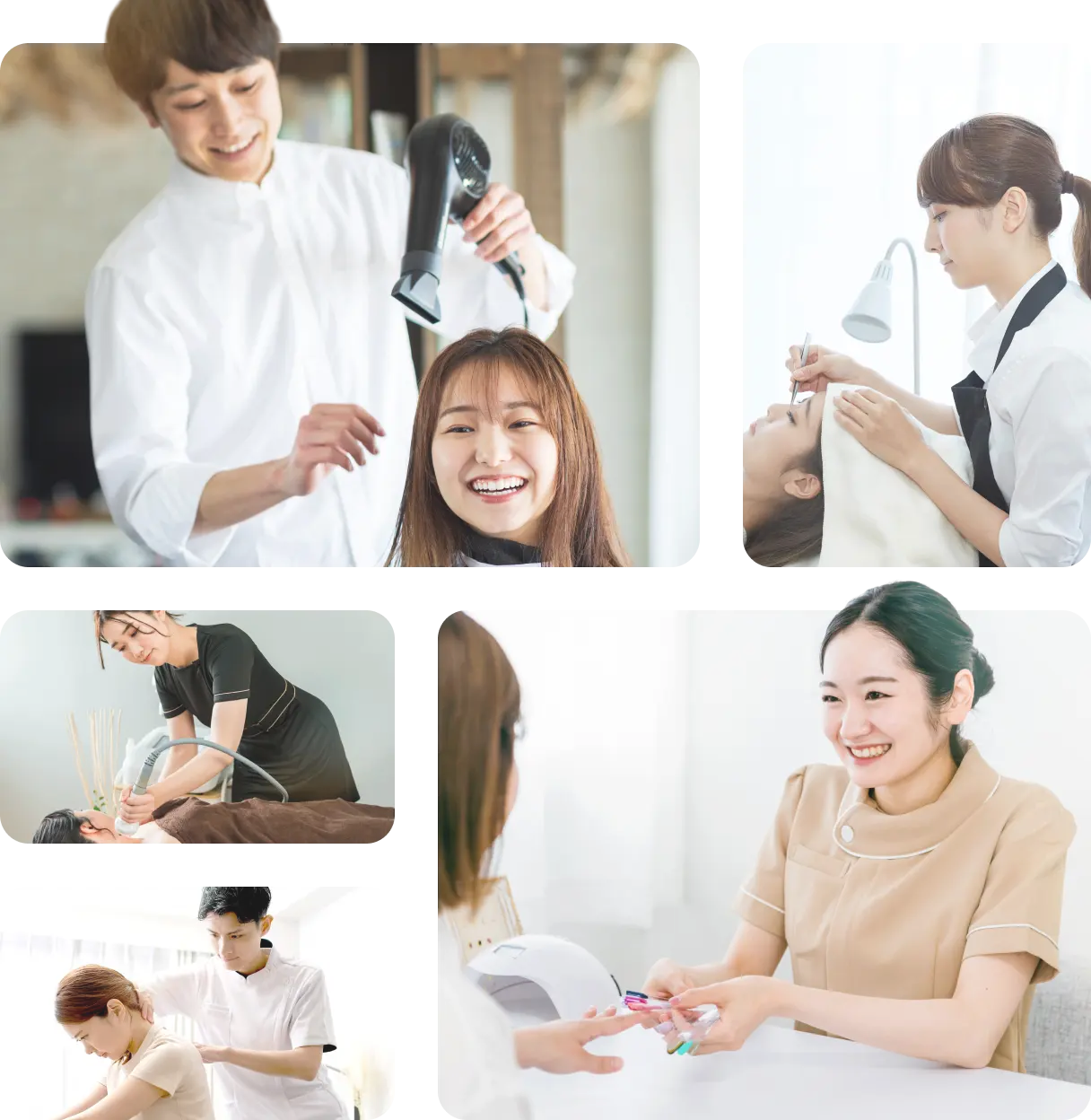 美容サロンで働くスタッフとお客様のイメージ