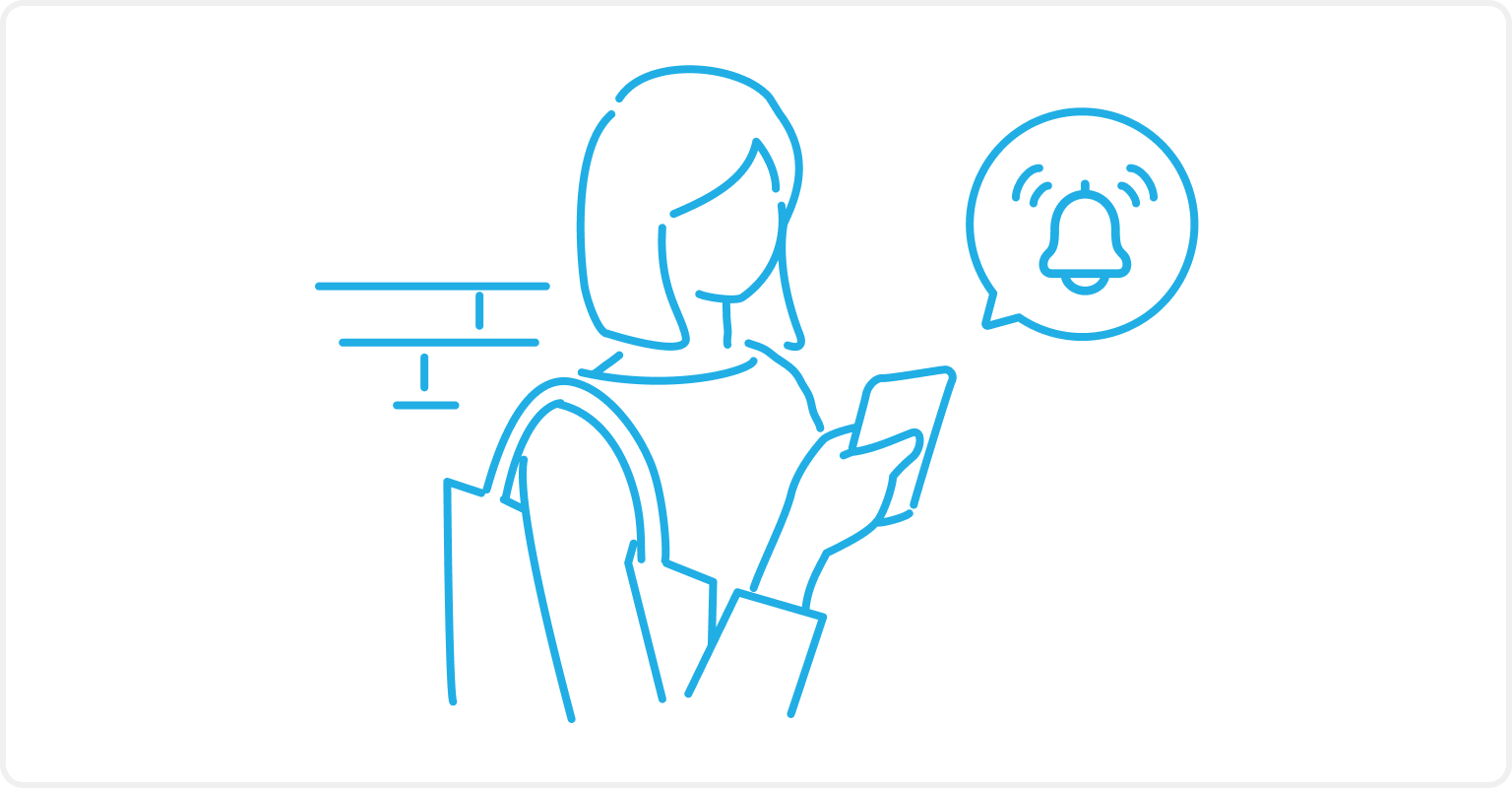 イラスト:外出中のお客様に通知が届いている様子。