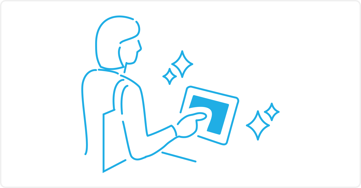 イラスト:お客様がスムーズに受付の操作をしている様子。