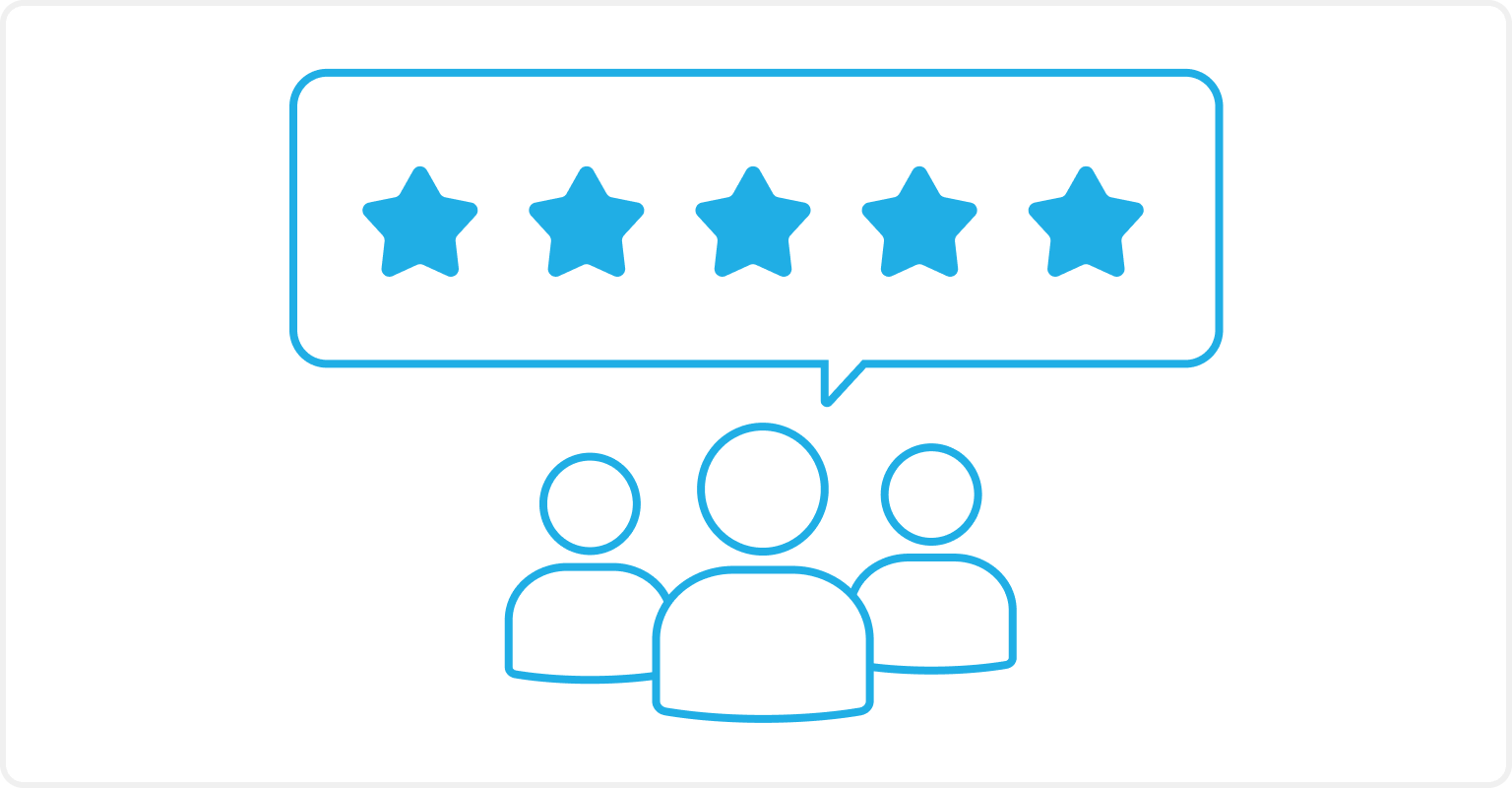 イラスト:お客様から星5つの評価が提示されている様子。