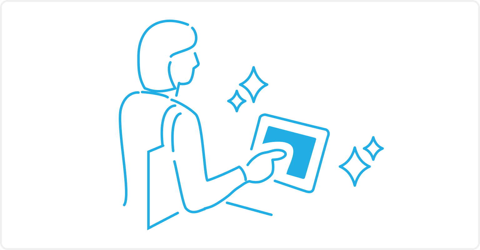 イラスト:お客様がスムーズに受付の操作をしている様子。