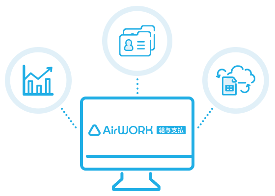 AirWORK給与支払が様々なシステムと連携しているイラスト